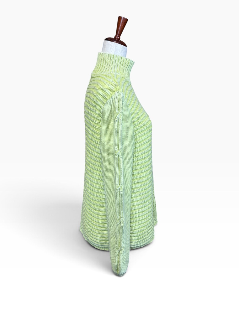 Tribal Jeans Lime Green Cable Knit Mock Neck Special Wash Sweater Size M #2341 - Picture 4 of 7